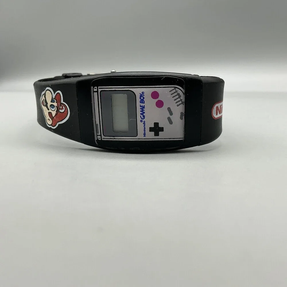 Vintage Nintendo Game Boy Boys Watch 26mm Mario Digital Black Strap For Parts